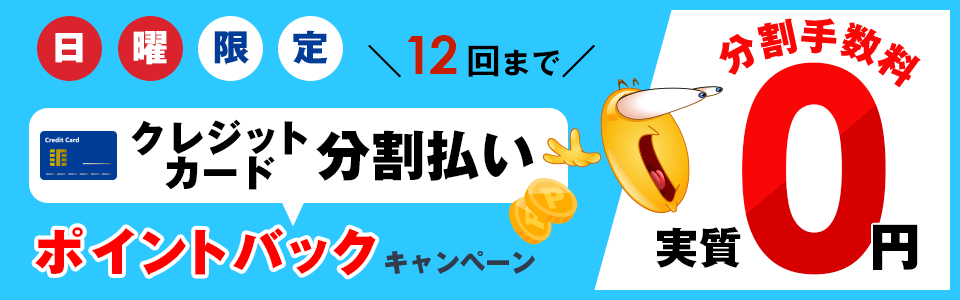 7月日曜限定！クレジットカード分割手数料 ポイントバック