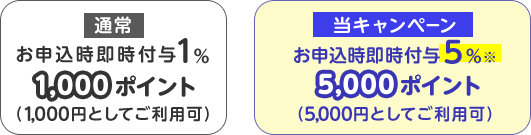 通常時付与ポイントとキャンペーン付与ポイント