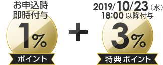 お申込時即時付与1％