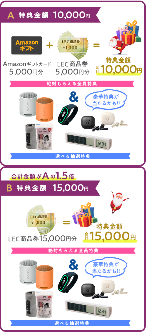 20万円以上のお支払の場合の特典