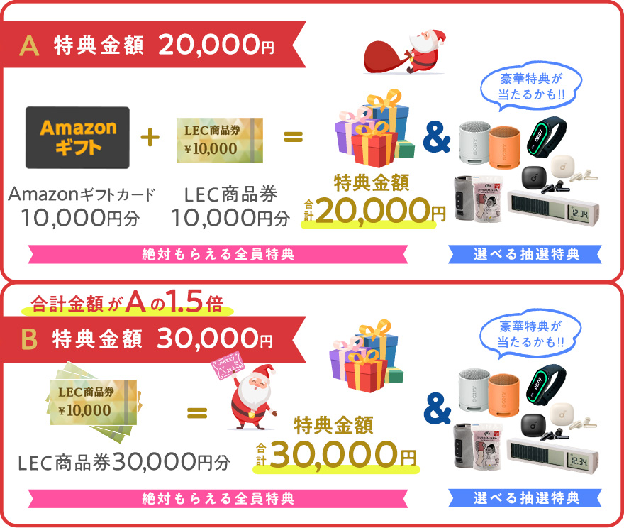 30万円以上のお支払の場合の特典