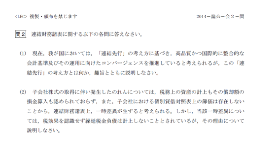 VF02-073 LEC 公認会計士 平成21年〜26年 論文式試験問題 会計学 未使用品 2014 19m4D