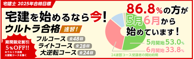 2025年合格目標【宅建士】通学コース/初学者向け講座 コース受付中！
