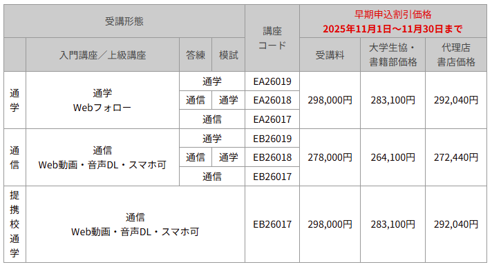 公認会計士】短答合格コース＜秋生＞～2026年12月短答式試験合格目標