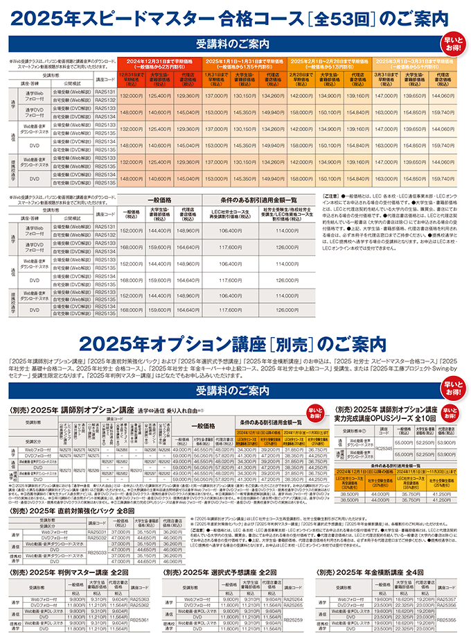 受講料表